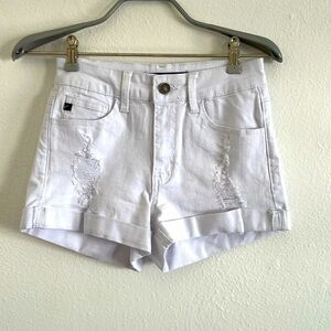 Kan Can White Estilo Jeans Shorts Shorts 5 Pockets Distressed Cuffed Hem Size 23